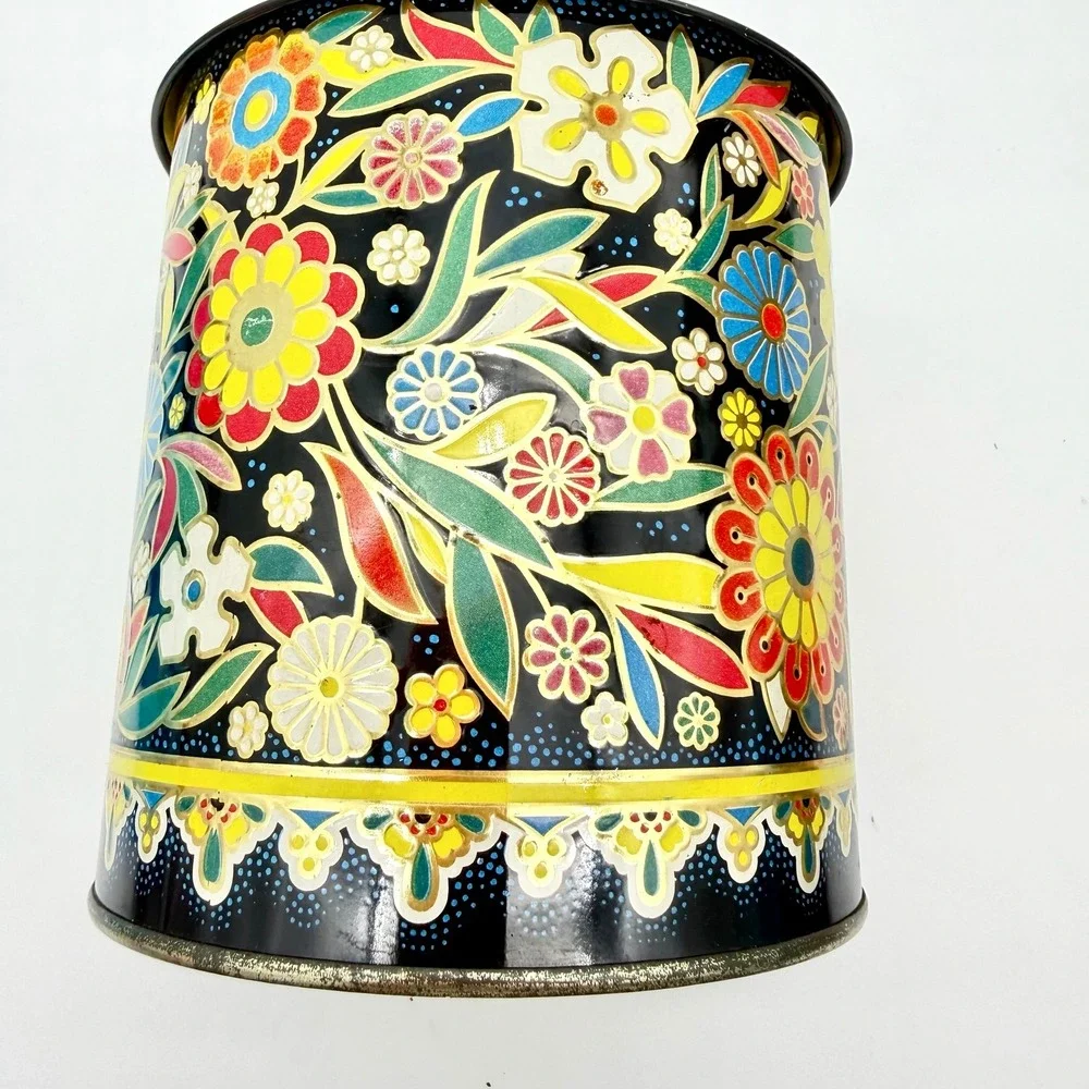 Vintage Daher Floral Tin Canister Box Made In England 11101